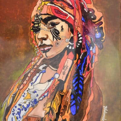 Peinture acrylique résine "Femme tsigane" dim. 46x38