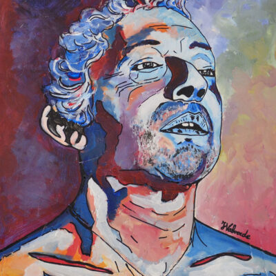 08 Peinture acrylique, résine époxy "Portrait de Gainsbourg" dim. 55x48