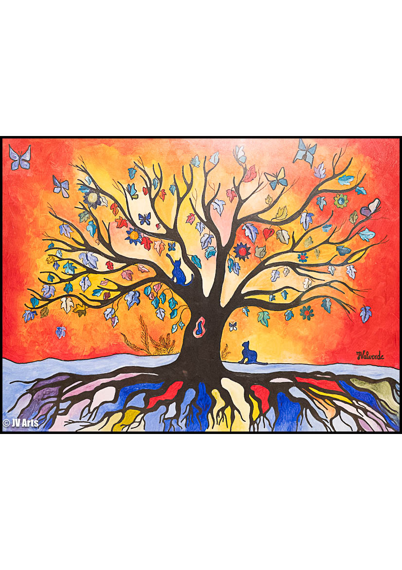 Peinture acrylique "Arbre de vie" dim. 74x55