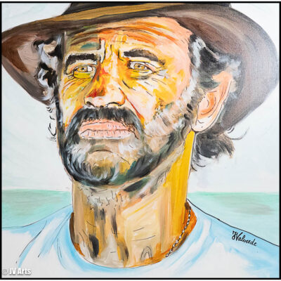09 Peinture acrylique "Jean-Paul BELMONDO" dim. 80x80