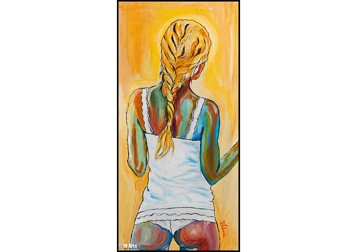 17 Peinture acrylique "Dos nu de femme" dim. 80x40