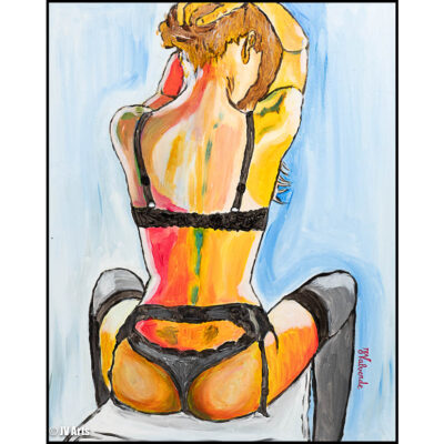 16 Peinture acrylique "Femme nue sur une chaise" dim. 60x50