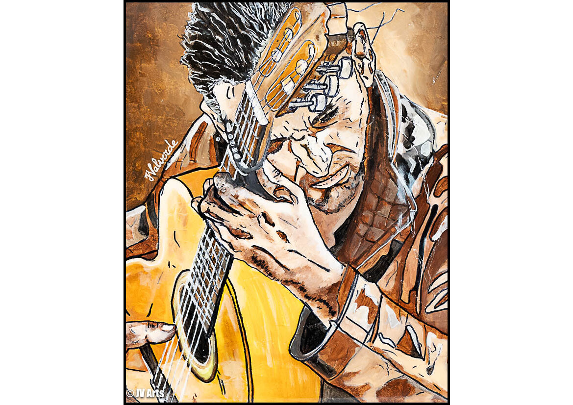 05 Peinture acrylique résine "Guitariste gitan" dim. 46x38