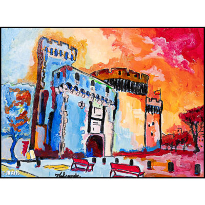 Peinture acrylique "Le Castillet" dim. 50x40