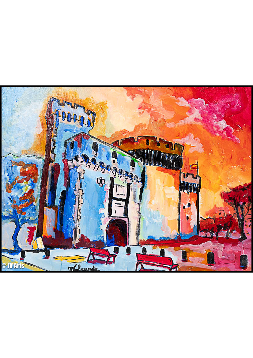 Peinture acrylique "Le Castillet" dim. 50x40