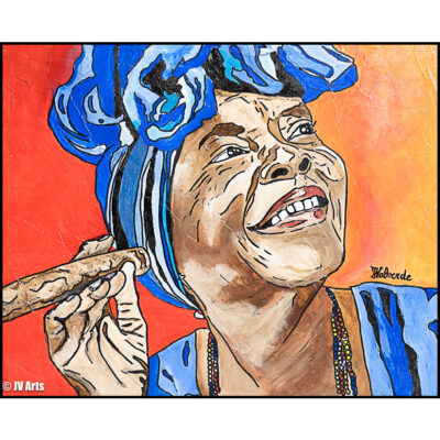 Peinture acrylique "La cubaine au cigare " dim. 50x40