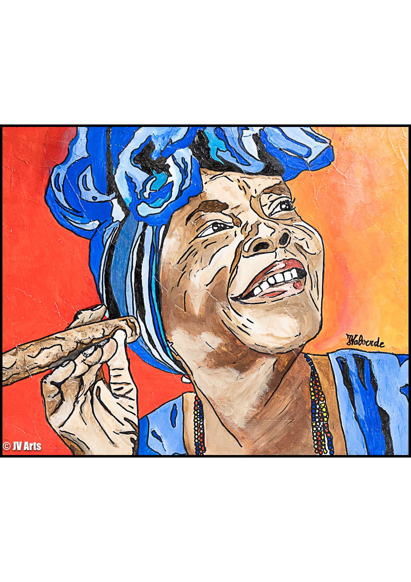 Peinture acrylique "La cubaine au cigare " dim. 50x40