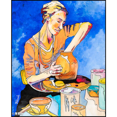 13 Peinture acrylique résine "La Potière" dim. 55x46