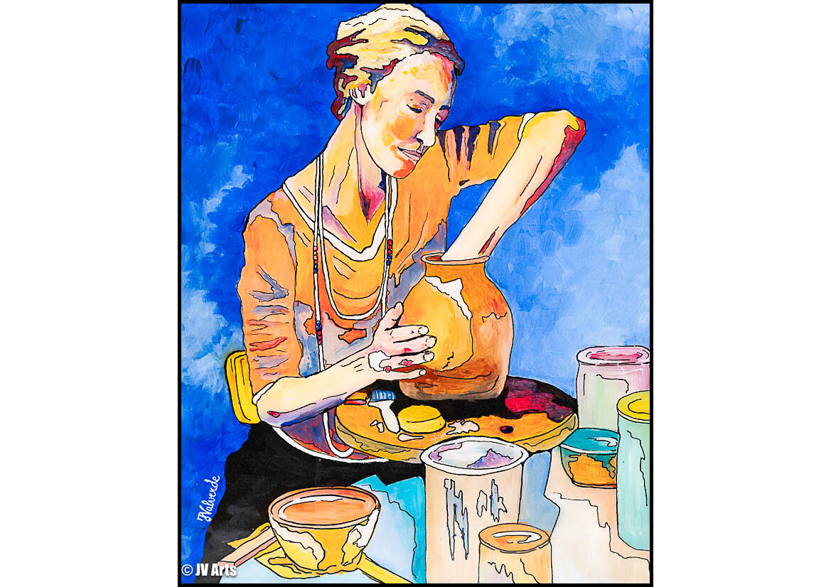 13 Peinture acrylique résine "La Potière" dim. 55x46