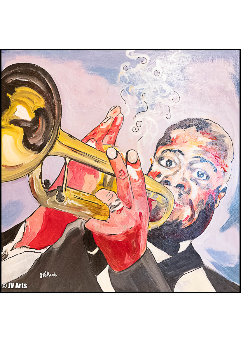 Peinture acrylique "Luis Armstrong" dim. 80x80