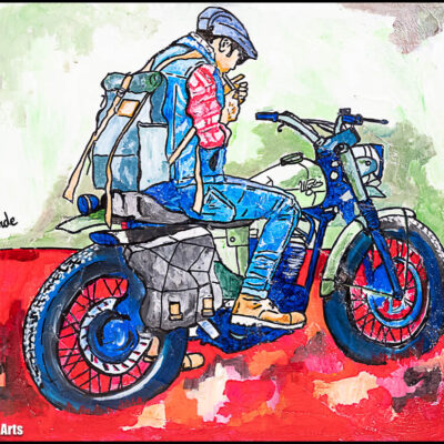 Peinture acrylique "Motard" dim. 55x46