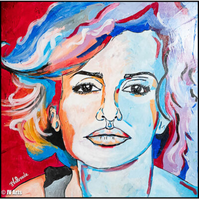 Peinture acrylique "Pénélope CRUZ" dim. 80x80