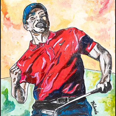 Peinture acrylique "Tiger Woods" dim. 55x46