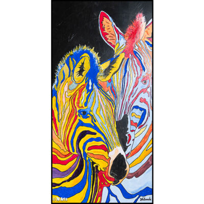Peinture acrylique "Zébres colorés" dim. 100x50