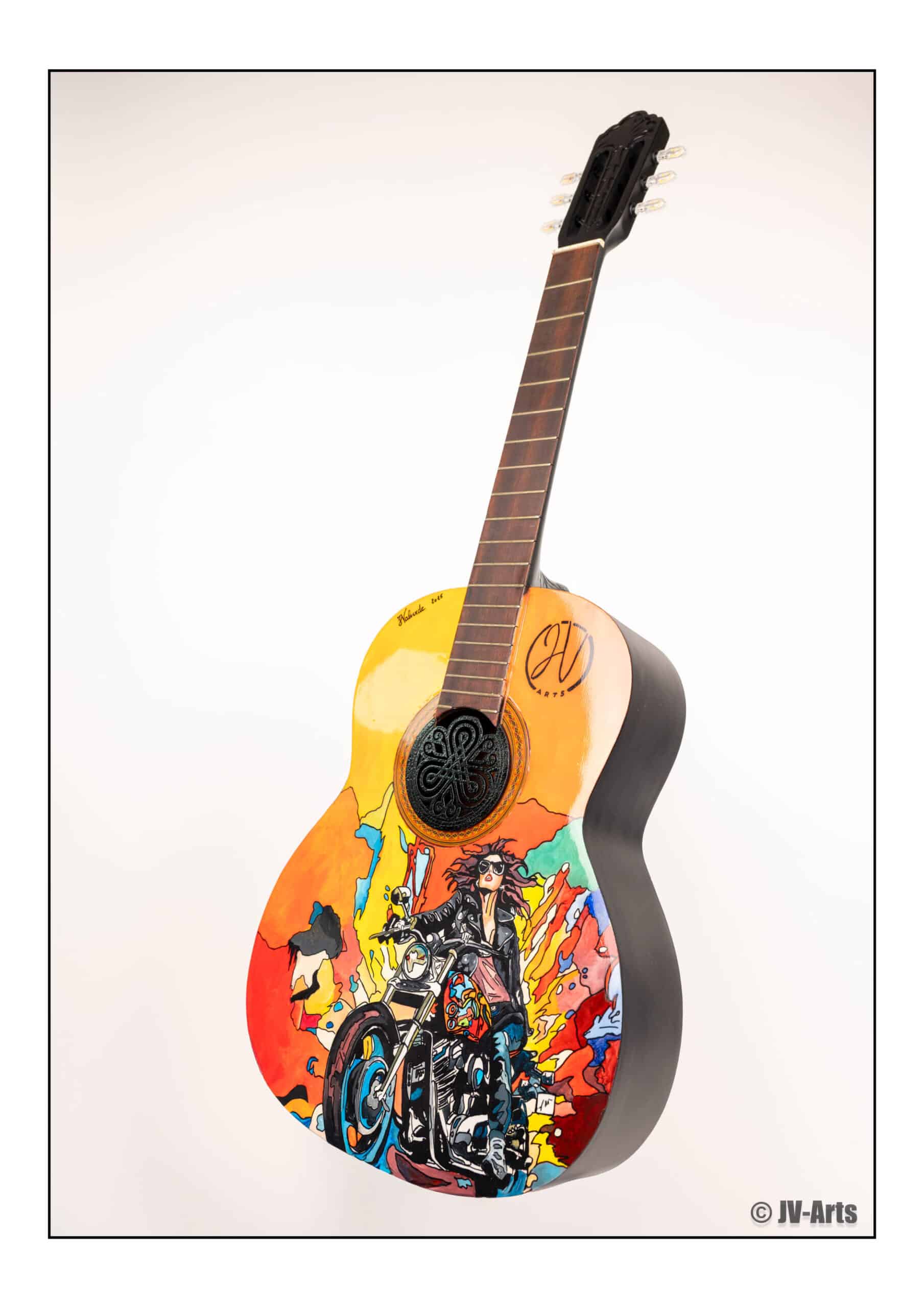 05 Guitare décorée "Motard explosion" avec éclairage Led et enceintes Bluetooth – Image 2